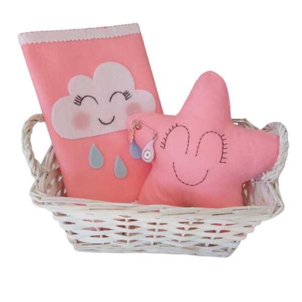 Giftbasket pink - κορίτσι, αστέρι, ματάκια, σετ δώρου
