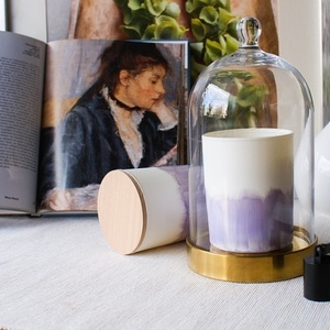 Κερί σογιας με άρωμα Lavender έσα σε ποτήρι ζωγραφισμένο στο χέρι - ζωγραφισμένα στο χέρι, αρωματικά κεριά, διακοσμητικά, κεριά - 3