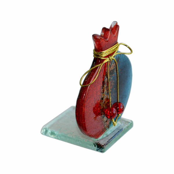 Γυάλινο Ρόδι Ρεσώ 10χ9χ6 κόκκινο γαλάζιο - amythito 065139002 - γυαλί, ρεσώ & κηροπήγια, βάσεις για ρεσώ, διακοσμητικά, χριστουγεννιάτικα δώρα - 2