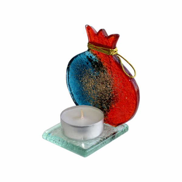 Γυάλινο Ρόδι Ρεσώ 10χ9χ6 κόκκινο γαλάζιο - amythito 065139002 - γυαλί, ρεσώ & κηροπήγια, βάσεις για ρεσώ, διακοσμητικά, χριστουγεννιάτικα δώρα - 3