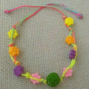 βραχιόλι ποδιού με πολύχρωμα λουλούδια - κορδόνια, χάντρες, λουλούδι, boho, ποδιού - 2