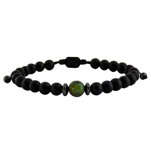 Ανδρικό βραχιόλι onyx black - turquoise africa - ημιπολύτιμες πέτρες, βραχιόλια, δώρα για άντρες