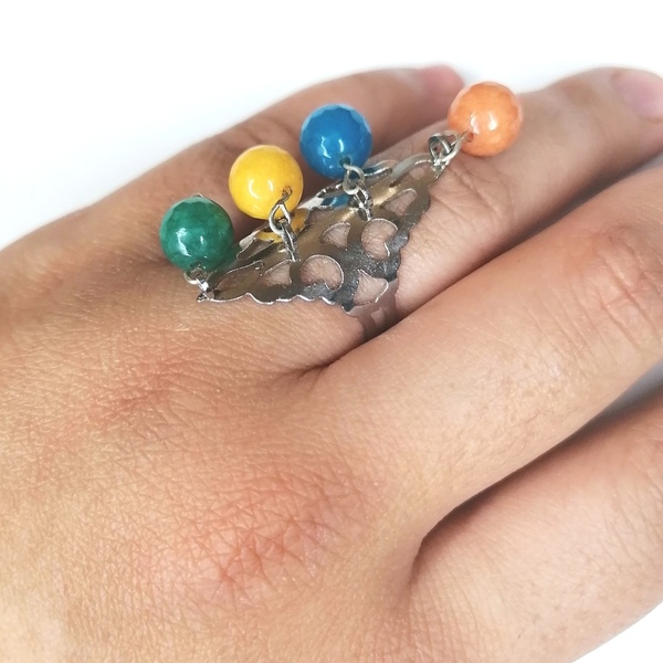 Δαχτυλίδι με πύλη χρώματα χάντρες - χάντρες, μεγάλα, αυξομειούμενα - 2