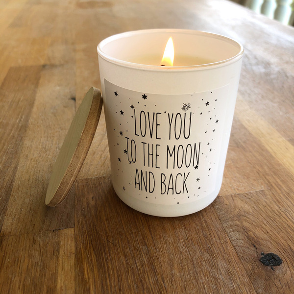 Αρωματικό κερί σόγιας “Love you to the moon and back”. - αρωματικά κεριά, δώρα γενεθλίων, κερί σόγιας - 3