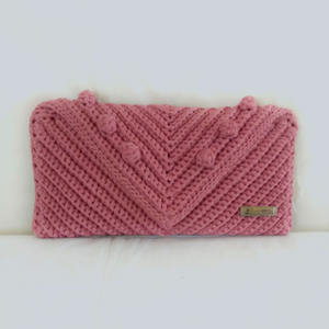 Χειροποίητη Crochet Ροζ Bubble Τσάντα - Φάκελος - φάκελοι, clutch, all day, χειρός, πλεκτές τσάντες