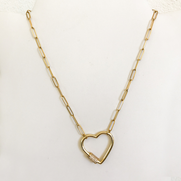 Κολιέ χρυσή καρδία - charms, καρδιά, κοντά, ατσάλι - 2