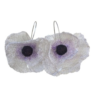 Σκουλαρίκια "Anemone"από πλέγμα τιτανίου - λουλούδι, κρεμαστά, μεγάλα, δώρα για γυναίκες