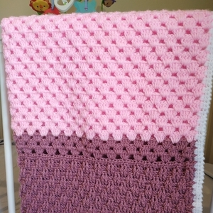 Βρεφική πλεκτή κουβέρτα 78*82 εκ. για κορίτσι ροζ λευκό σάπιο μήλο - κορίτσι, βρεφικά, πλεκτή, δώρα για μωρά, κουβέρτες - 5