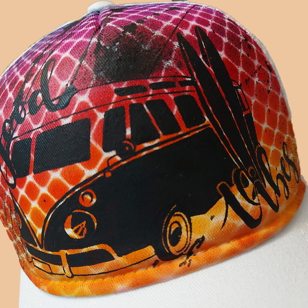 Custom / Handpainted καπέλο Good vibes - ζωγραφισμένα στο χέρι, γυναικεία, ανδρικά, καπέλο - 2