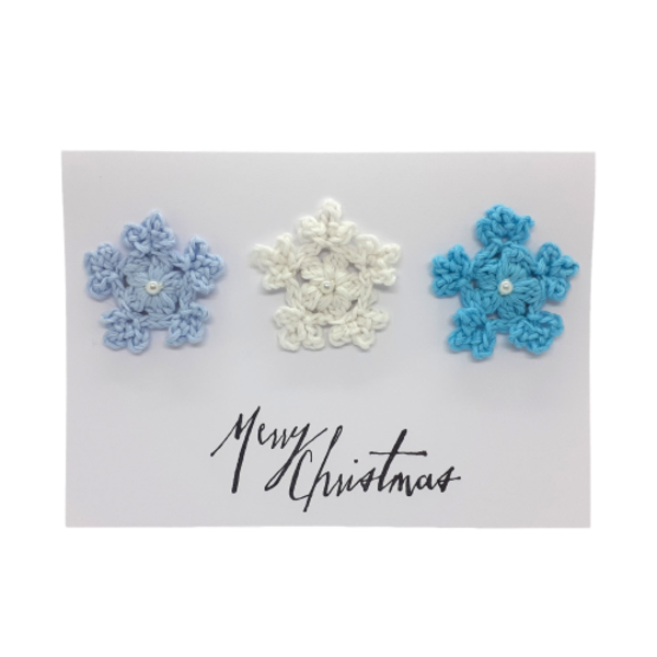 Ευχετήρια Κάρτα Χριστουγέννων - Χιονονιφάδες - crochet, βελονάκι, κάρτα ευχών, χιονονιφάδα, ευχετήριες κάρτες