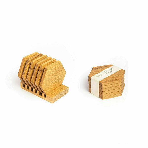 Ξύλινο σουβέρ εξάγωνο σετ 6τεμ. με βάση - ξύλο, είδη σερβιρίσματος - 2