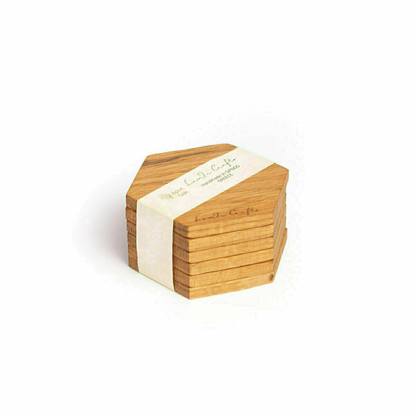 Ξύλινο σουβέρ εξάγωνο σετ 6τεμ. με βάση - ξύλο, είδη σερβιρίσματος - 4