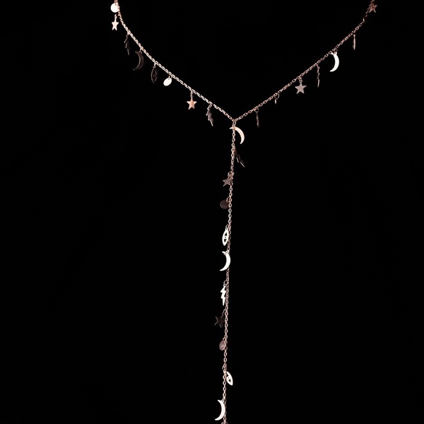 Κολιέ γραβάτα επιχρυσωμένο ασήμι αστεράκια ματάκι Μουράνο - επιχρυσωμένα, ασήμι 925, αστέρι, μακριά - 5