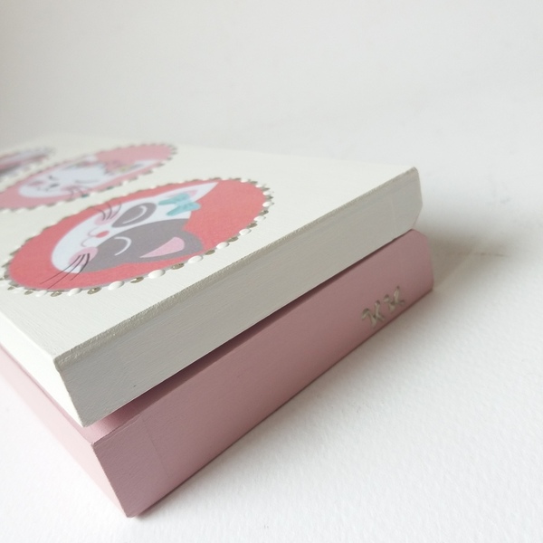 Ξύλινη κασετίνα γάτες 22×8,5×3εκ. ροζ - κασετίνες, κορίτσι, σχολικό, ιδεά για δώρο - 3