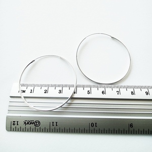 Σκουλαρίκια κρίκοι ασημένιοι 4 cm - ασήμι, κρίκοι, minimal, μεγάλα, φθηνά - 5