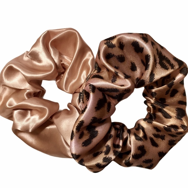 Handmade Scrunchies Leopard Set - λαστιχάκια μαλλιών