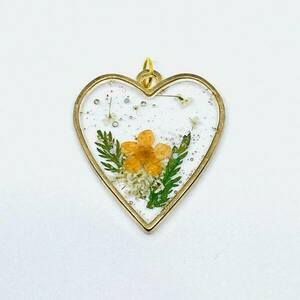 Mon coeur - Pressed Flowers Necklace - επιχρυσωμένα, μακριά, λουλούδι, μενταγιόν