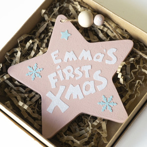 Χριστουγεννιάτικο γούρι "My first Xmas" για κορίτσι - χριστουγεννιάτικα δώρα, πρώτα Χριστούγεννα, στολίδια - 2