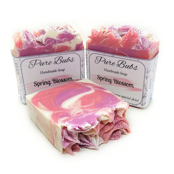 Χειροποίητο σαπούνι Spring Blossom με οργανικά έλαια και βούτυρα - δώρο, χειροποίητα, σαπούνια, χεριού, αρωματικό σαπούνι - 5