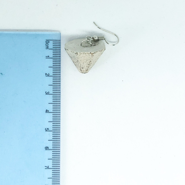 Σκουλαρίκια "ube" σε σχήμα διαμαντιού κοντά από τσιμέντο - κοντά, boho, κρεμαστά - 5