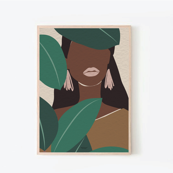 μοντέρνο artprint χωρίς κάδρο| γυναίκα με φυτά | 30x40 - ιδιαίτερο, μοντέρνο, αφίσες, δώρα γενεθλίων