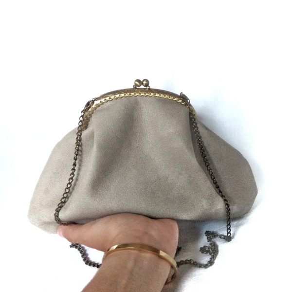 Clutch τσάντα -Η φθινοπωρινή γκρι αριστοκρατία- - χιαστί, clutch, βραδινές, δερματίνη - 2