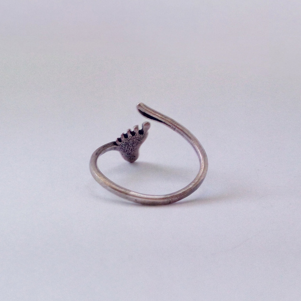 Επάργυρο χειροποίητο δαχτυλίδι πατουσίτσα μωρού - επάργυρα, μικρά, μπρούντζος, αυξομειούμενα, φθηνά - 4