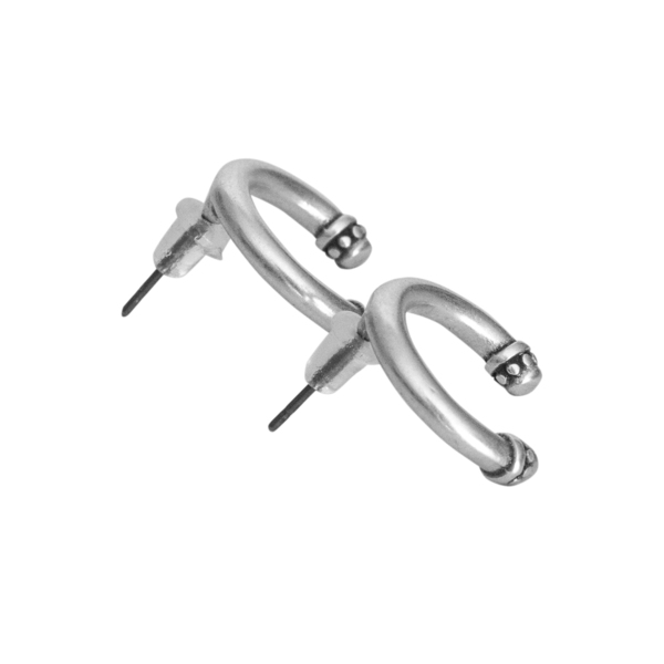 Επαργυρωμένα σκουλαρίκια - ορείχαλκος, επάργυρα, καρφωτά, μικρά - 3