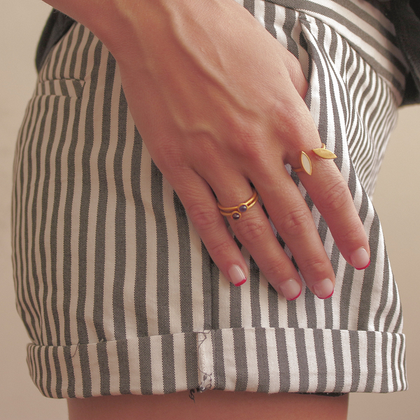 Double Color Ring - Χειροποίητο Επίχρυσο Δαχτυλίδι από Ασήμι 925 σε ιβουάρ χρώμα - ασήμι, επιχρυσωμένα, σμάλτος, κομψό, αυξομειούμενα, φθηνά - 3