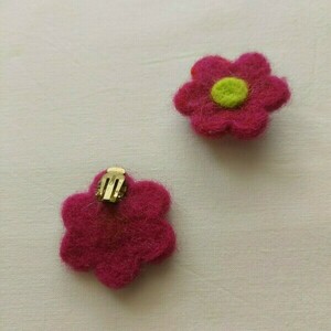 Σκουλαρίκια φελτ λουλούδια με κλιπς - με κλιπ - 5