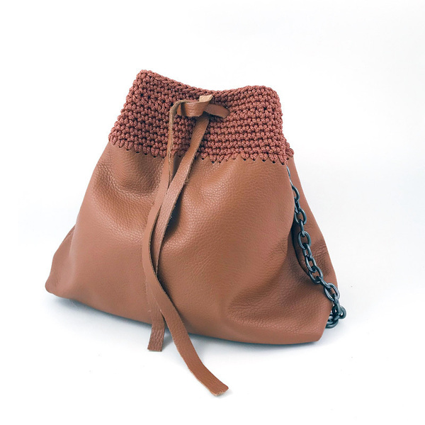 “Grace” bucket bag χειροποίητη τσάντα - δέρμα, ώμου, πουγκί, all day, πλεκτές τσάντες