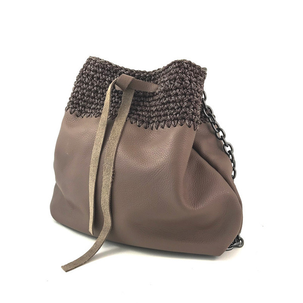 “Grace” bucket bag χειροποίητη δερμάτινη τσάντα - δέρμα, ώμου, πουγκί, all day, πλεκτές τσάντες