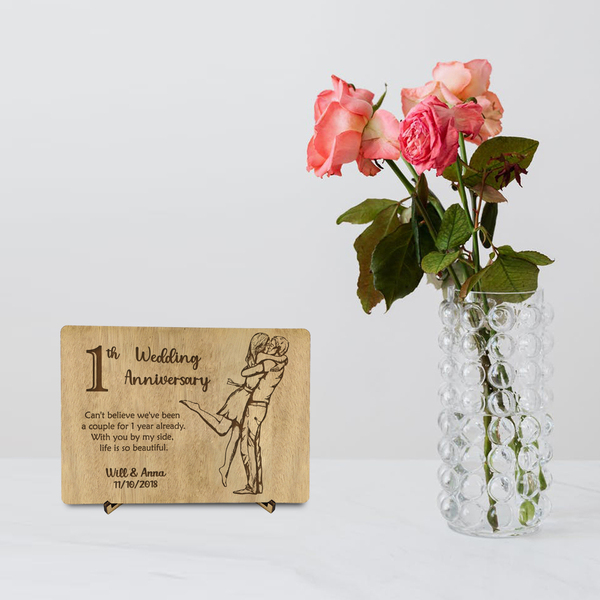 Ξύλινη Αναμνηστική Κάρτα 12x17 + Stand (Δώρο για επέτειο, γιορτή κ.α) *Δυνατότητα προσαρμογής κάρτας - δώρα επετείου, επέτειος, δώρα για άντρες, κάρτα ευχών, κάρτες, δώρα για γυναίκες - 3