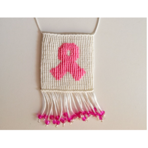 Κολιέ μακρύ Ροζ κορδέλα (Pink Ribbon) - γυναικεία, μακραμέ, χάντρες, μακριά