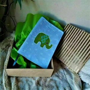 Θήκη για βιβλιάριο υγείας παιδιού ελεφαντάκι γαλάζια - αγόρι, δώρο, θήκες βιβλιαρίου - 4