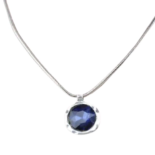 Κολιέ με κρεμαστό πετράδι - Stormy blue - ημιπολύτιμες πέτρες, charms