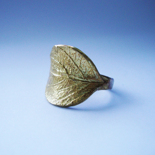 Μπρούντζινο χειροποίητο δαχτυλίδι φύλλο ελιάς - μικρά, μπρούντζος, αυξομειούμενα, φθηνά