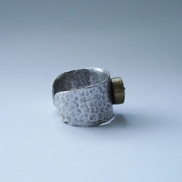 Επάργυρο χειροποίητο δαχτυλίδι με πέτρα αμαζονίτη - επάργυρα, μπρούντζος, μεγάλα, αυξομειούμενα, φθηνά - 2