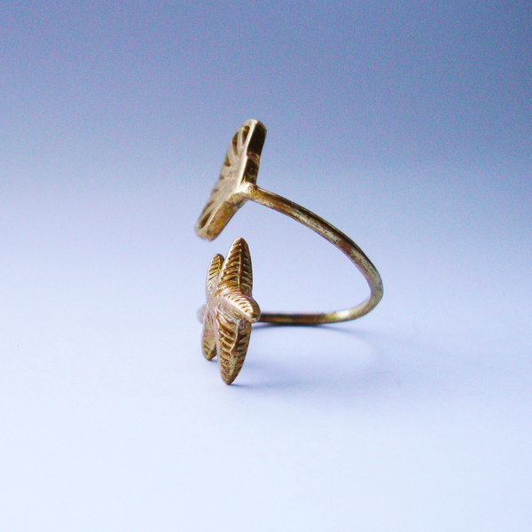 Μπρούντζινο χειροποίητο δαχτυλίδι με αστερία και κοχύλι - μικρά, μπρούντζος, αυξομειούμενα, φθηνά - 3