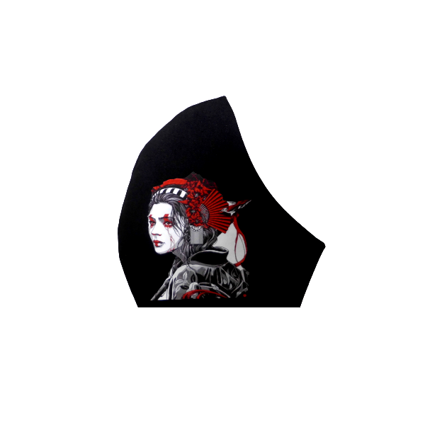42. Μάσκα βαμβακερή-πολλαπλών χρήσεων-Σχέδιο "Lady G". - βαμβάκι, χειροποίητα, unisex, πλενόμενο, μάσκες προσώπου - 2