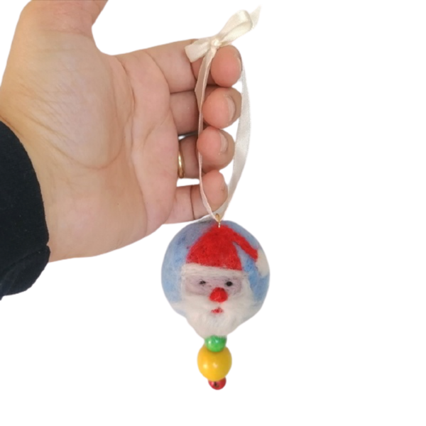 Handmade needle Wool felted Christmas ornament with length 10 cm the ball with the beads - στολίδια