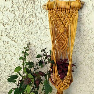 Boho κρεμαστή μακραμέ βάση γλάστρας (plant hanger) (016) - δώρο, μακραμέ, boho, διακοσμητικά, διακόσμηση κήπου - 5