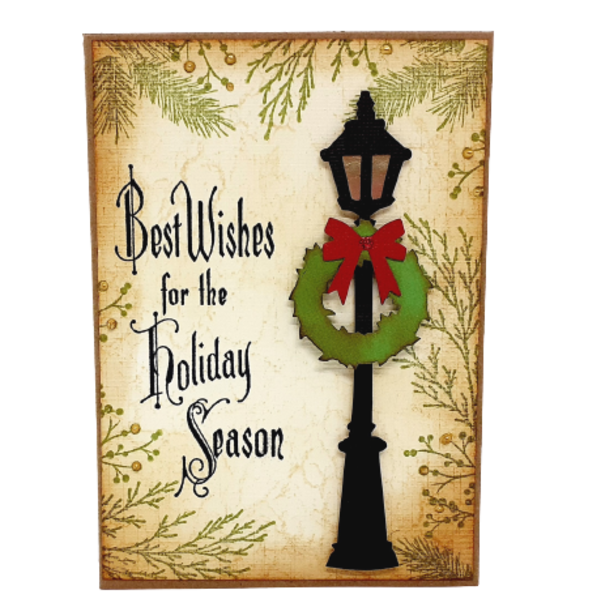 Ευχετήρια Κάρτα Χριστουγέννων - Street Lamp - χριστουγεννιάτικο, κάρτα ευχών, διακοσμητικά, χριστουγεννιάτικα δώρα, ευχετήριες κάρτες