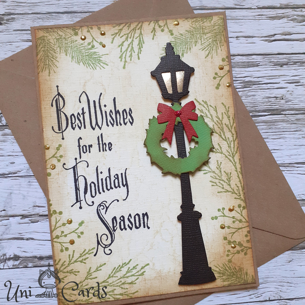 Ευχετήρια Κάρτα Χριστουγέννων - Street Lamp - χριστουγεννιάτικο, κάρτα ευχών, διακοσμητικά, χριστουγεννιάτικα δώρα, ευχετήριες κάρτες - 2