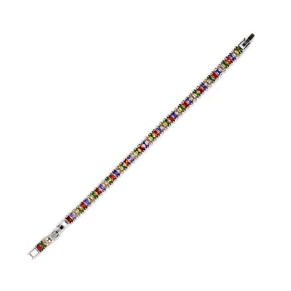 Βραχιόλι Αλυσίδα από Ανοξείδωτο Ατσάλι και Κρύσταλλους Riviera Multicolor - αλυσίδες, ατσάλι, boho, χεριού, αυξομειούμενα