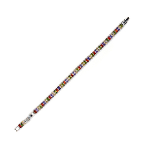 Βραχιόλι Αλυσίδα από Ανοξείδωτο Ατσάλι και Κρύσταλλους Riviera Multicolor - ατσάλι, αλυσίδες, χεριού, αυξομειούμενα, boho