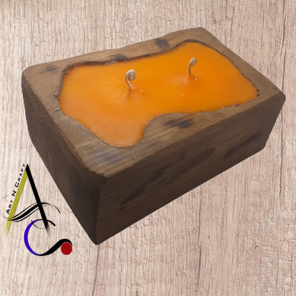 Ξύλινο κερί πορτοκαλί - αρωματικά κεριά - 2