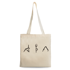 Πάνινη Τσάντα Ζωγραφισμένη στο χέρι ♥ Yoga Poses - ύφασμα, ώμου, all day, tote, πάνινες τσάντες - 2