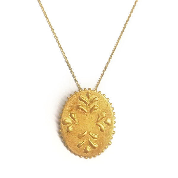 "Rococo" Necklace - charms, επιχρυσωμένα, ασήμι 925, λουλούδι