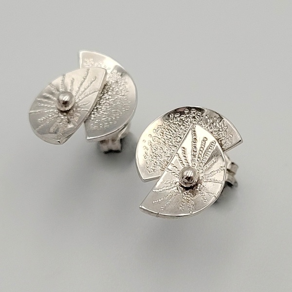 Διπλά μισοφέγγαρα σκουλαρίκια από ασήμι 925 - ασήμι, φεγγάρι, γεωμετρικά σχέδια, καρφωτά, μικρά